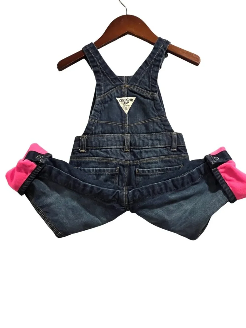 OshKosh B'gosh Girls 24 Month Denim Overalls Pink Fleece Lining